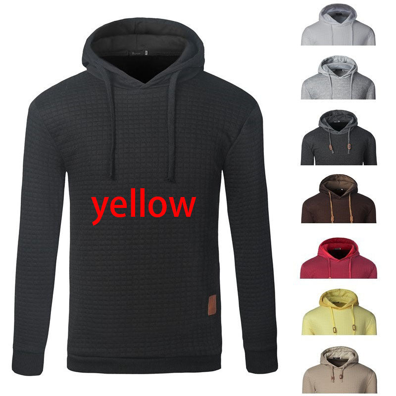 Men's Jacquard Long Sleeve Hooded Warm Color Sweater