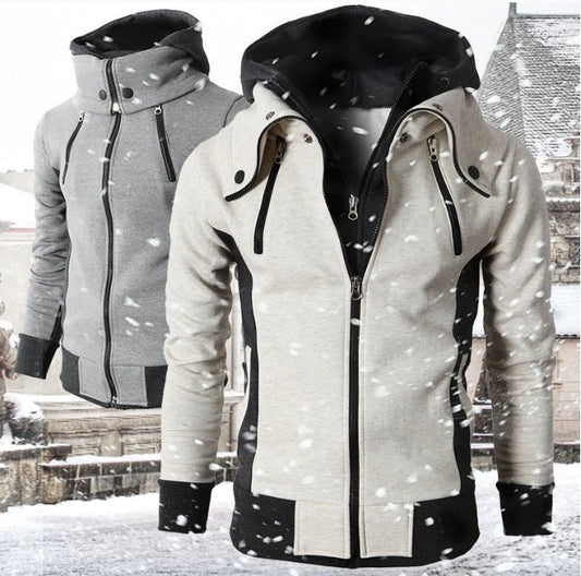 Men's 2 Piece Zipper Hooded Fake Sports Jacket