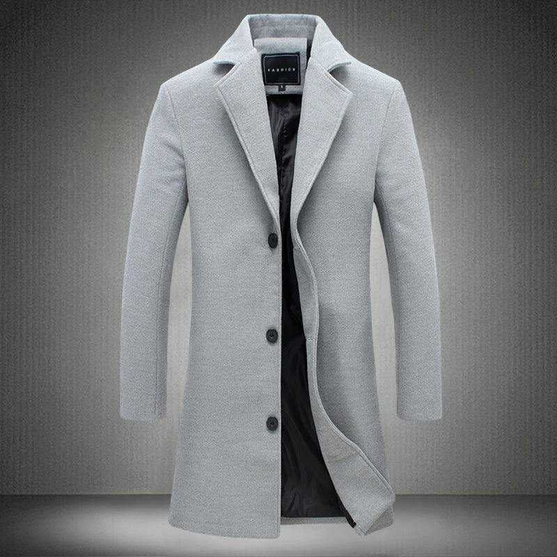 Autumn and Winter New Men's Casual Business Woolen Coats.