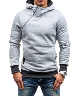 Men's Brand Hoodie Slant Zipper.