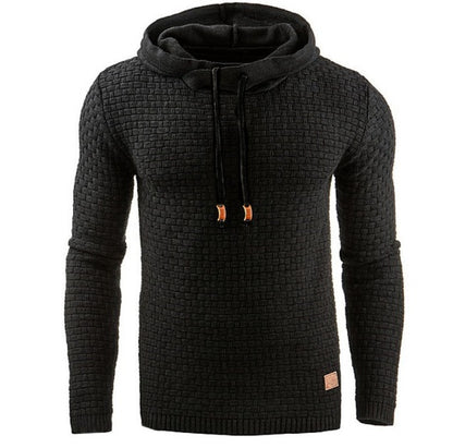 Men's Jacquard Long Sleeve Hooded Warm Color Sweater