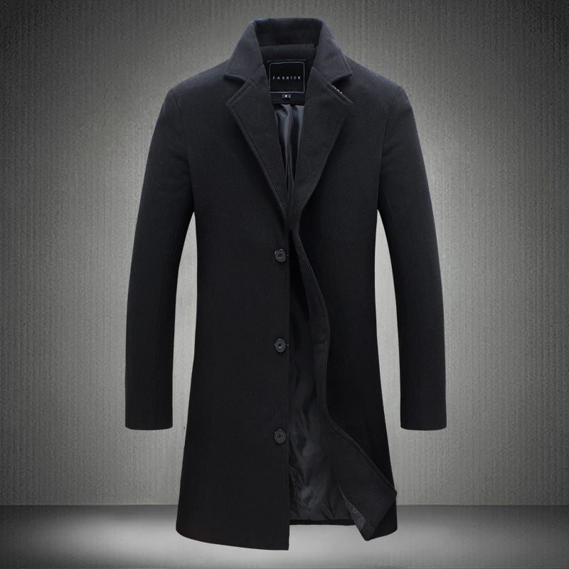 Autumn and Winter New Men's Casual Business Woolen Coats.