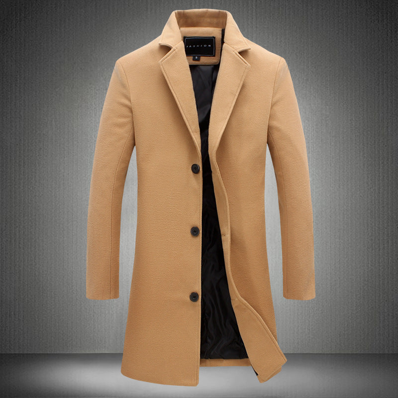 Autumn and Winter New Men's Casual Business Woolen Coats.