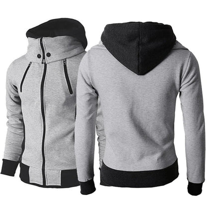 Men's 2 Piece Zipper Hooded Fake Sports Jacket