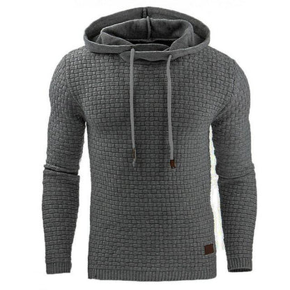 Men's Jacquard Long Sleeve Hooded Warm Color Sweater