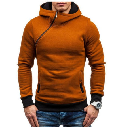 Men's Brand Hoodie Slant Zipper.