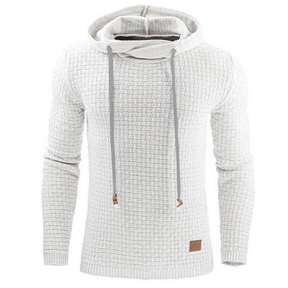 Men's Jacquard Long Sleeve Hooded Warm Color Sweater