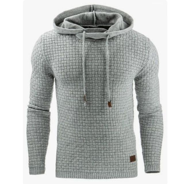 Men's Jacquard Long Sleeve Hooded Warm Color Sweater