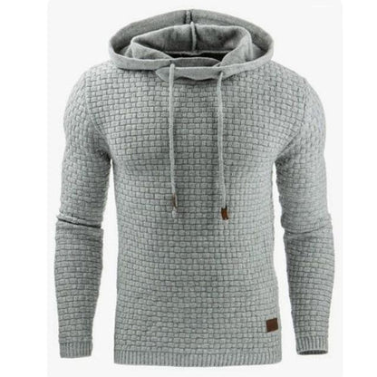 Men's Jacquard Long Sleeve Hooded Warm Color Sweater