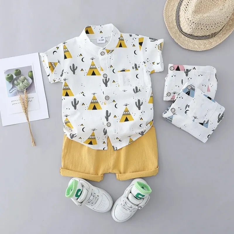 2PCS Children's Summer 100% Cotton Random Full Print Triangle