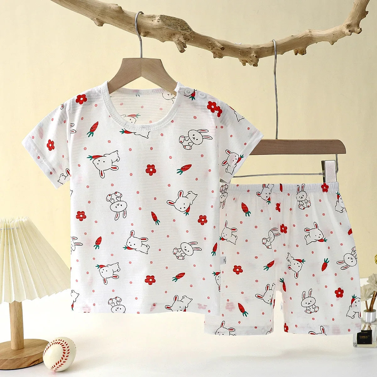 Summer Children's Clothing Short Sleeve Boys Girls Sleepwear T-shirt Cotton Shorts