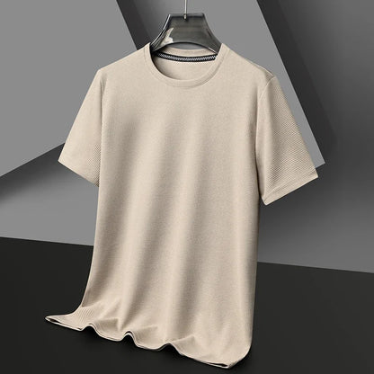 Waffle Round Neck Short Sleeved T-shirt for Men's Short Sleeved Top