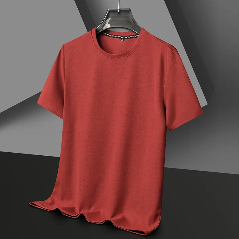 Waffle Round Neck Short Sleeved T-shirt for Men's Short Sleeved Top