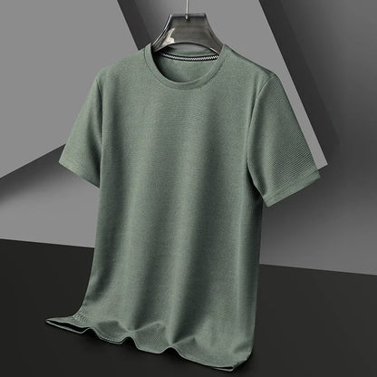 Waffle Round Neck Short Sleeved T-shirt for Men's Short Sleeved Top