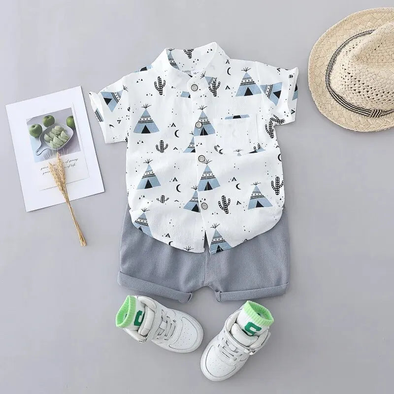 2PCS Children's Summer 100% Cotton Random Full Print Triangle