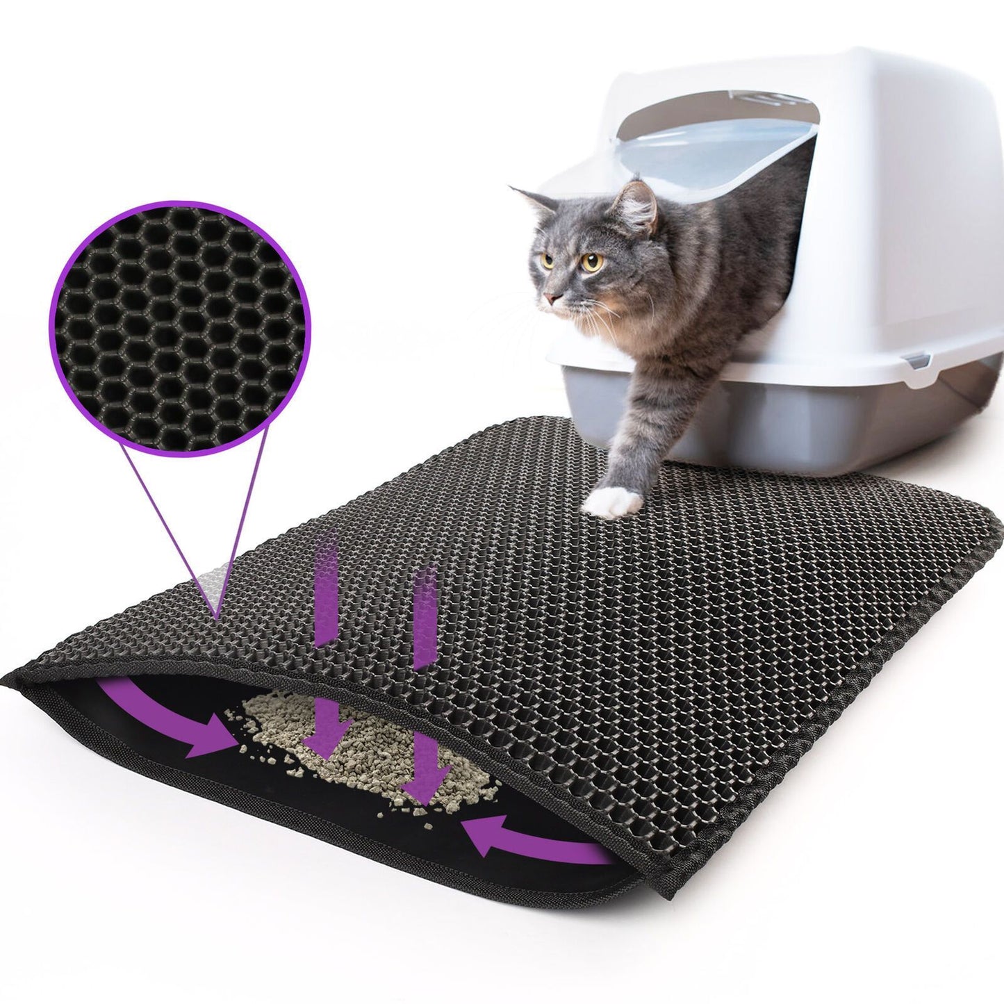 Kitty Cat Litter Mat Trapping Honeycomb Double Layer Design Waterproof Double Layer EVA Non-slip Sand Basin Filter Kitten Washable Mattress