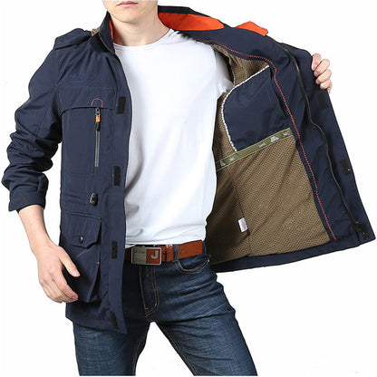 Men's Medium Length Hooded Casual Plus Size Jacket Spring Autumn