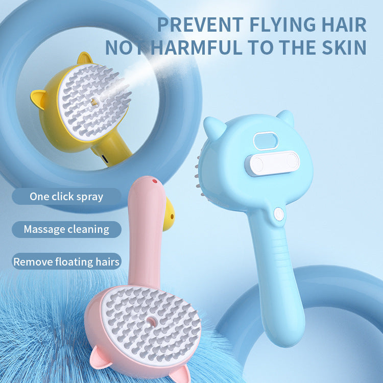 Hair Cleaning Brush With Mist Multifunctional Cat Grooming Rechargeable Self Cleaning Slicker For Pets Dogs & Cats